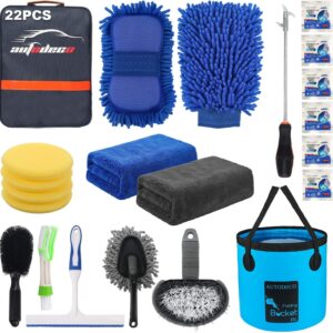 22-Piece Car Cleaning & Detailing Kit with Collapsible Bucket