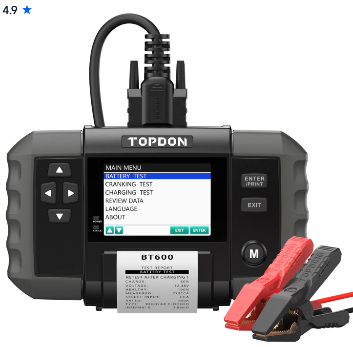 12V Battery & 12V/24V System Tester w/Built-in Printer